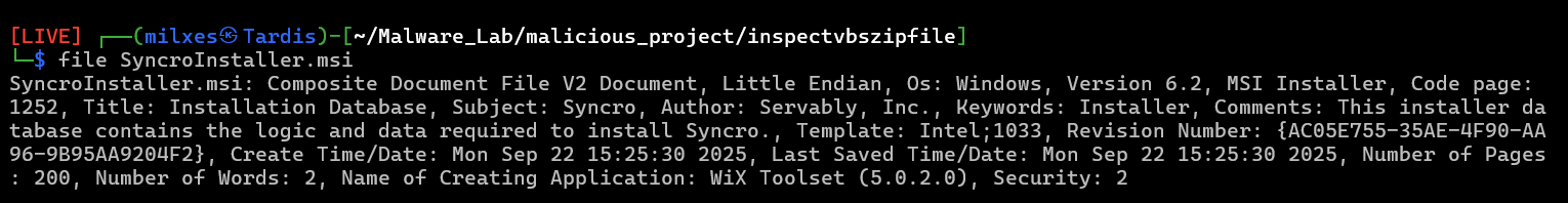 Downloaded SyncroInstaller.msi stage 2 payload captured from the Cloudflare R2 bucket.