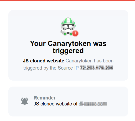 Canary Tokens alert.